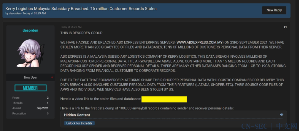 Windows WPBT中漏洞影响Win8及之后所有系统;Desorden称已窃取马来西亚ABX Express 200GB数据