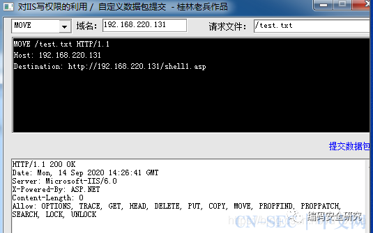 通过PUT以及MOVE的请求方式对IIS服务器写入shell