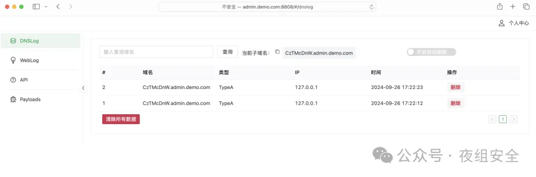 一个轮子，用于渗透测试优化的 DNS/HTTP 日志工具