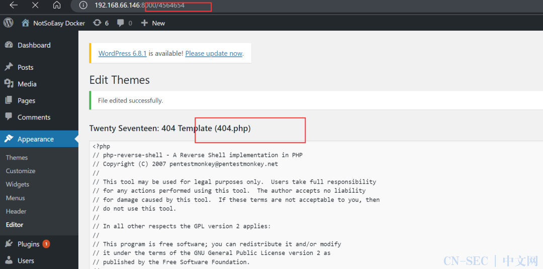 vulnerable_docker（easy）Frp、reGeorg内网穿透、docker逃逸、wpscan爆破，提权